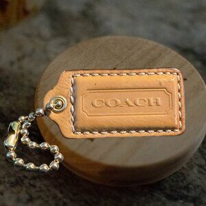 Coach Medium Patent Leather Tan Key Fob Key Chain Bag Charm